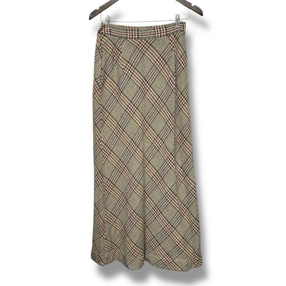 Koret Vintage Maxi Skirt Flare Plaid Wool Blend Academia Old Money Regency 26" - Picture 6 of 16
